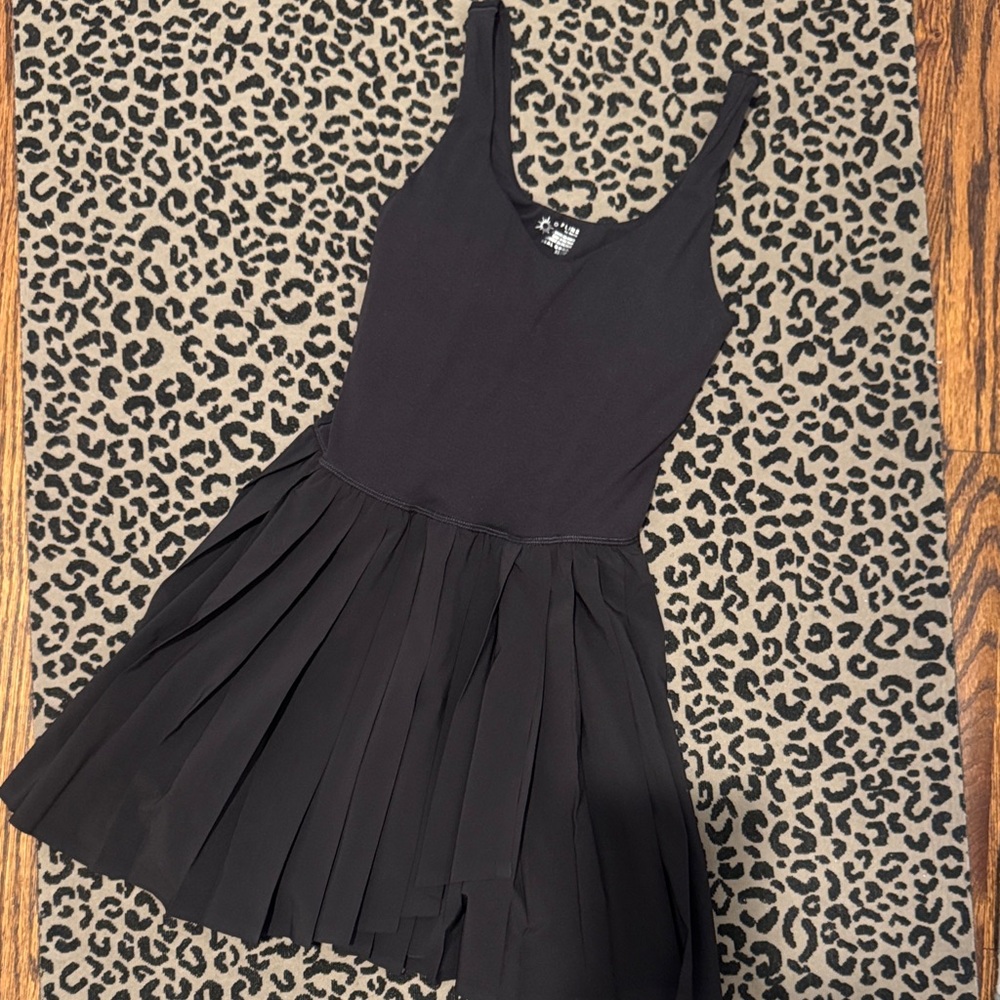 aerie Black Pleated Mini Dress